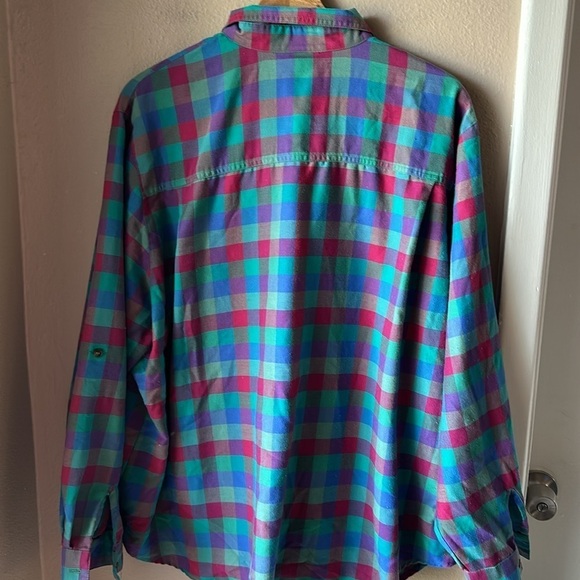 KORET Plaid Women’s Long Sleeve Button Down Shirt - Picture 7 of 7